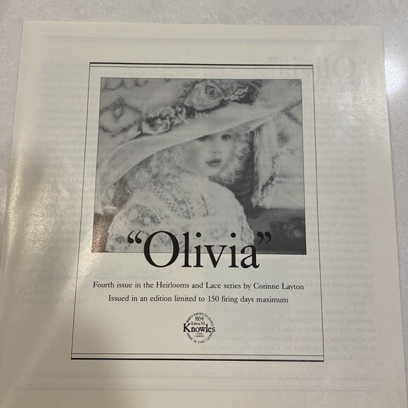 Heirlooms & Lace “Olivia” Collector’s #4 Plate in Series By Corinne Layton 2549A - Picture 5 of 15